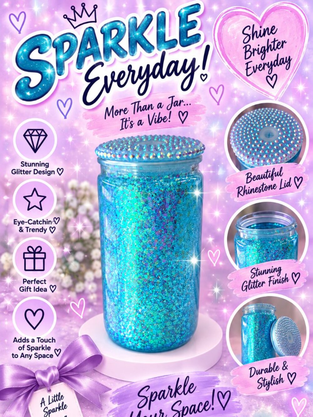 Turquoise Glitter Snow Globe